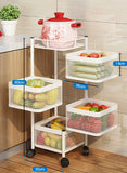 Vegetable Storage Basket Rack With Wheels