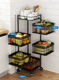 Vegetable Storage Basket Rack With Wheels