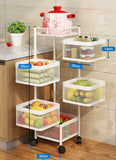Vegetable Storage Basket Rack With Wheels