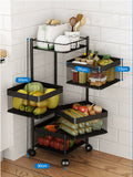 Vegetable Storage Basket Rack With Wheels